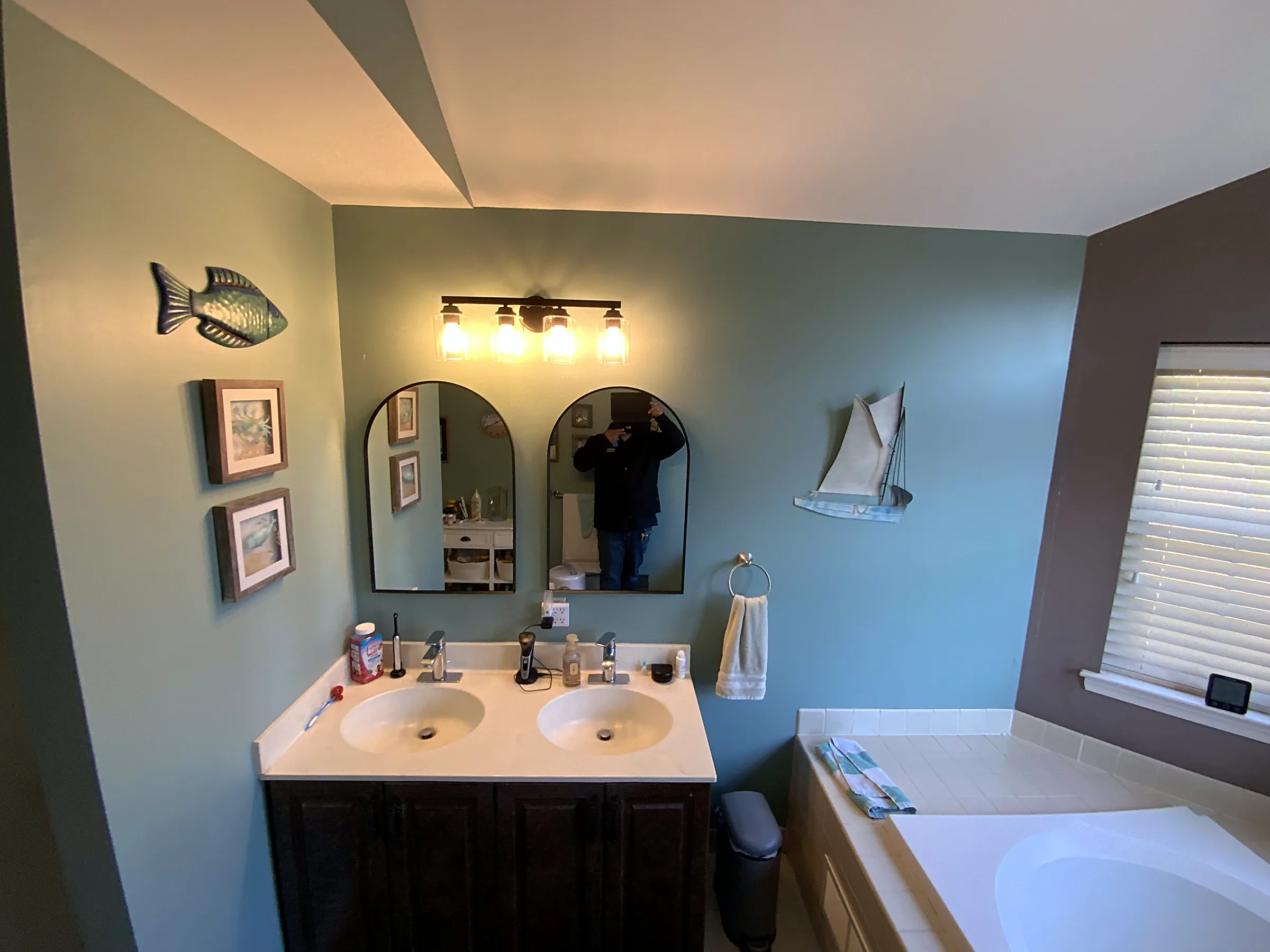Dated master bath to calm spa suite before