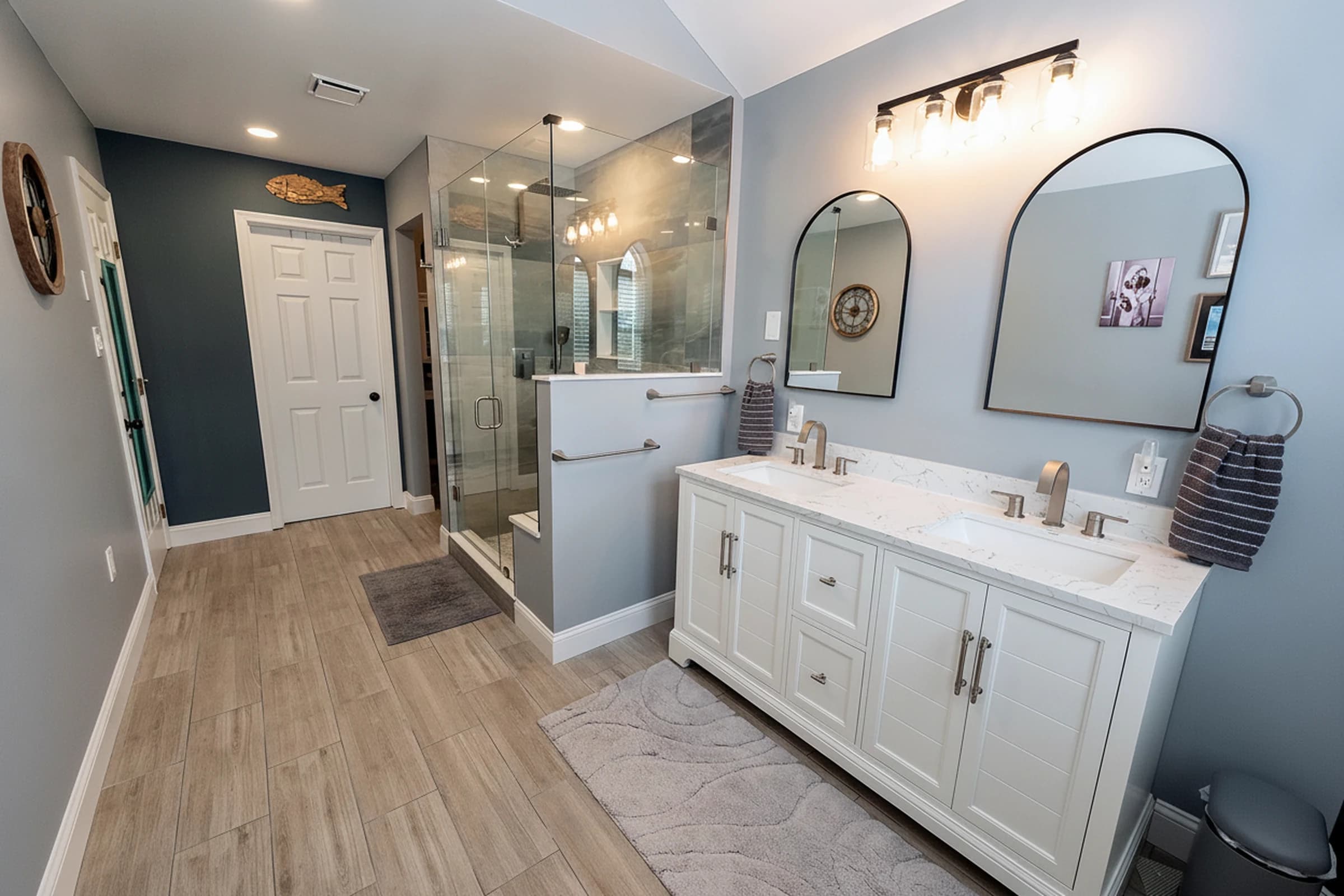 Tiled walk-in shower