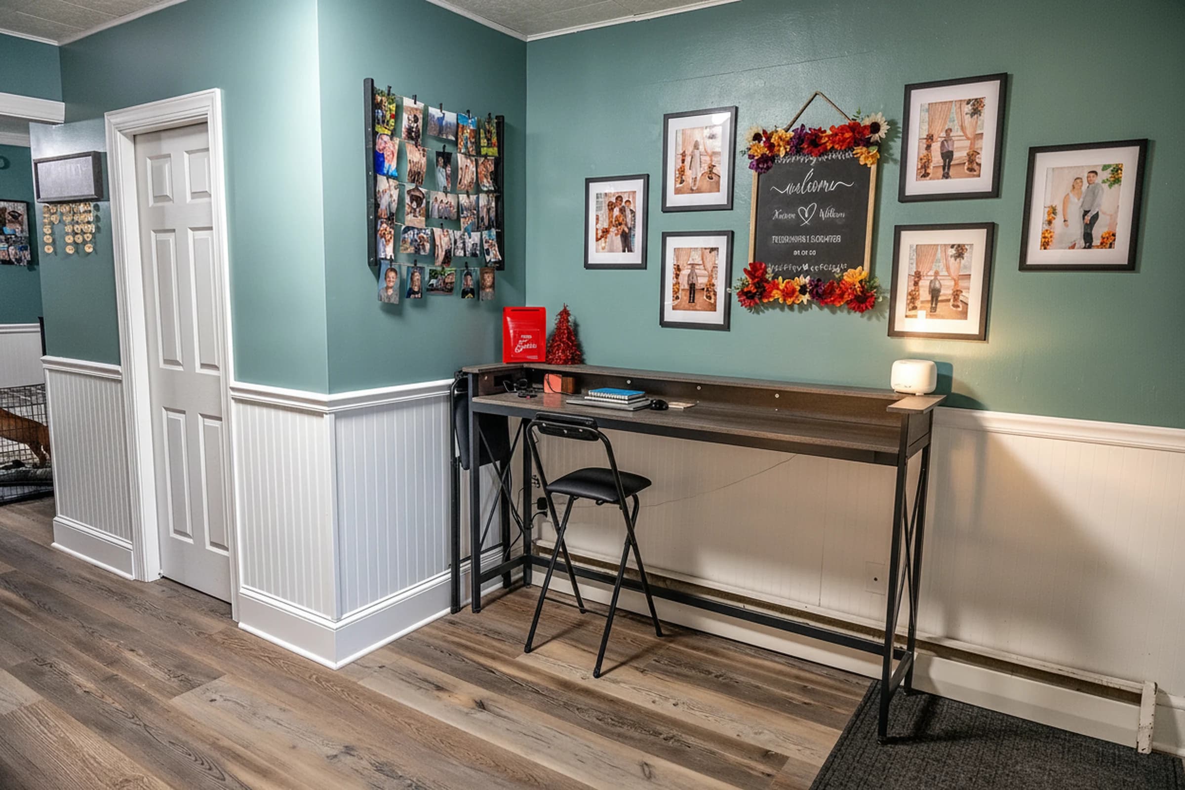 Powder room with wainscot