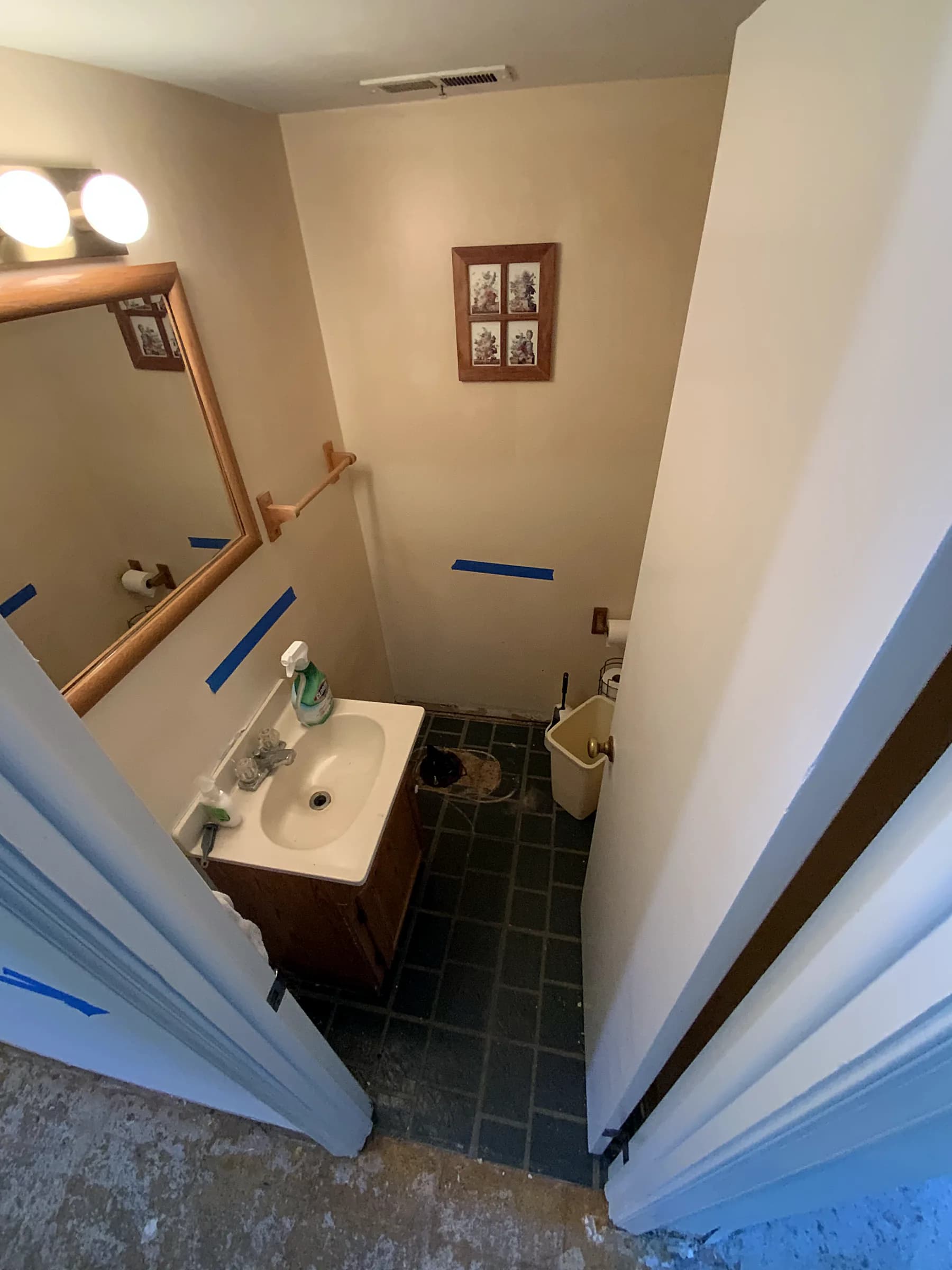 Bathroom expansion with walk-in glass shower before